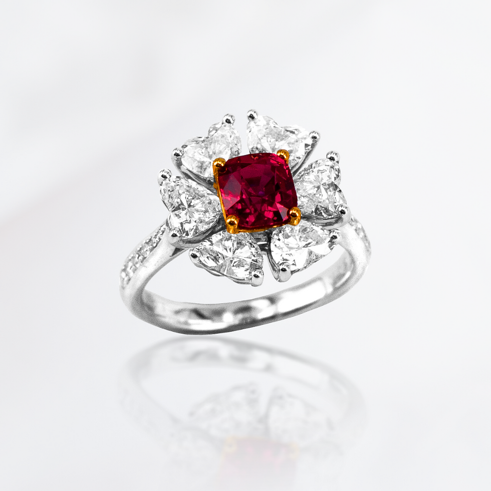 Red Spinel Daisy Ring