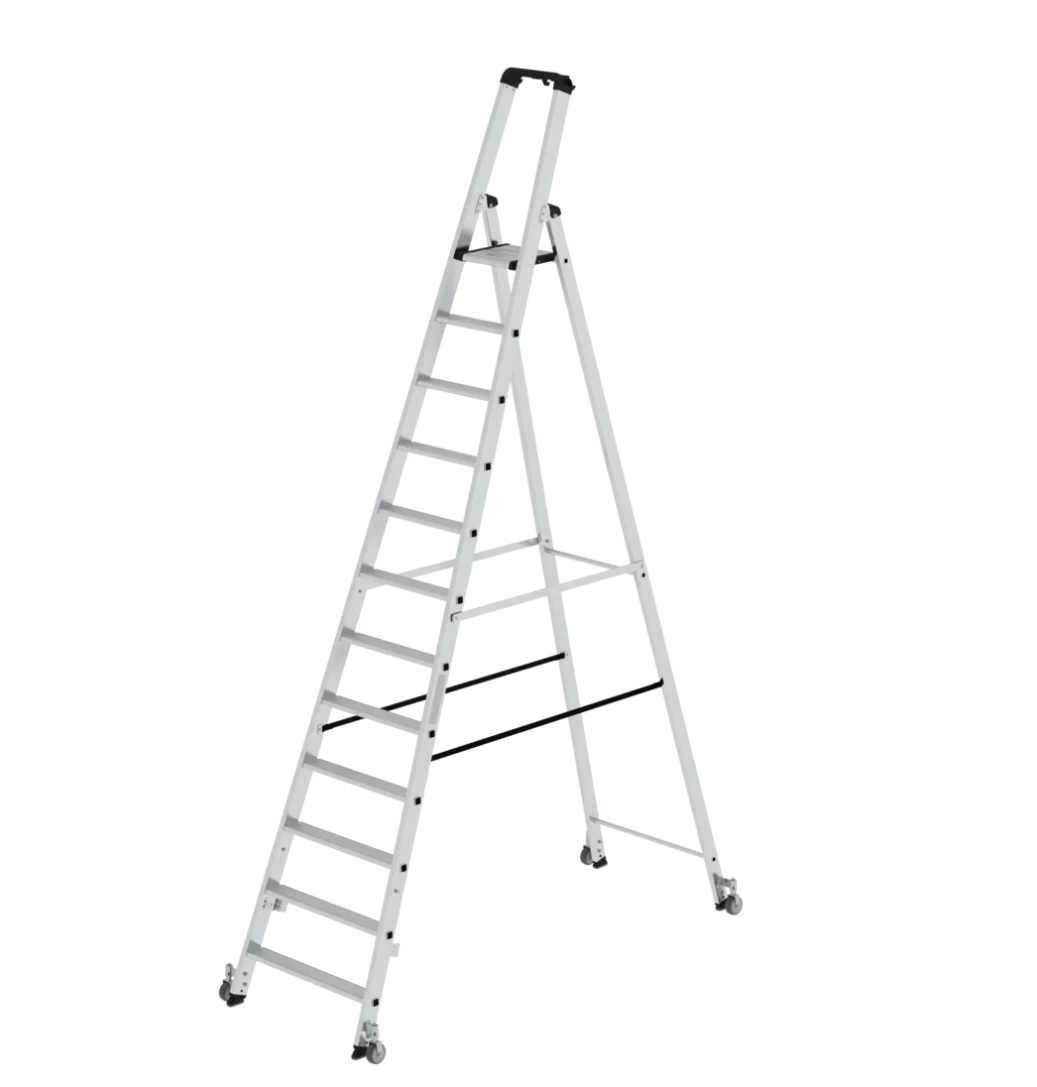 Stufen-Stehleiter mit Rollen 1 x 12 Stufen