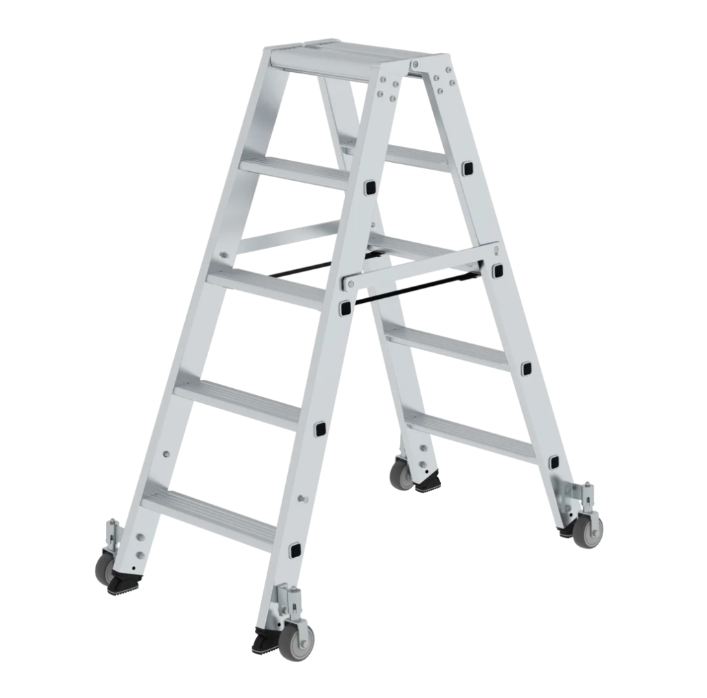 Stufen-Stehleiter mit Rollen 2 x 5 Stufen