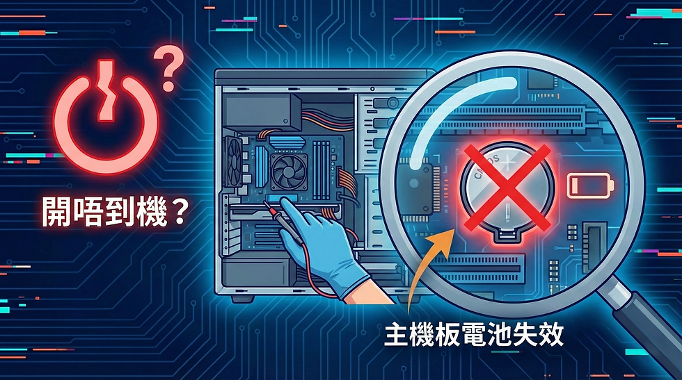 電腦突然開唔到機?師傅檢查後發現原來係主機板電池失效