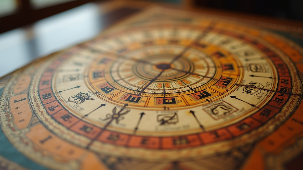 Close-up view of a traditional Vedic astrology chart with planetary positions