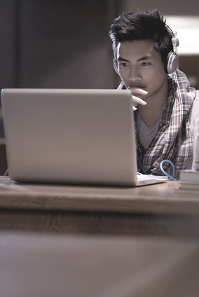 Student in Library
