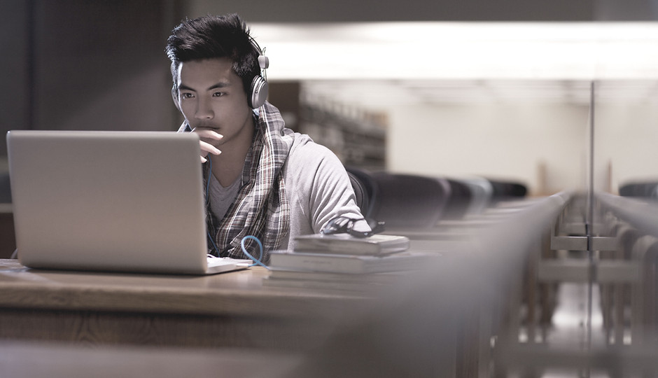 Student in Library