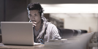 Student in Library