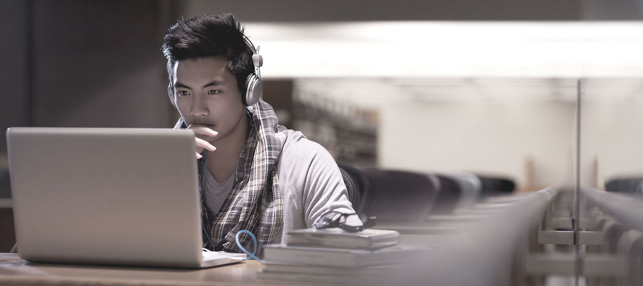 Student in Library