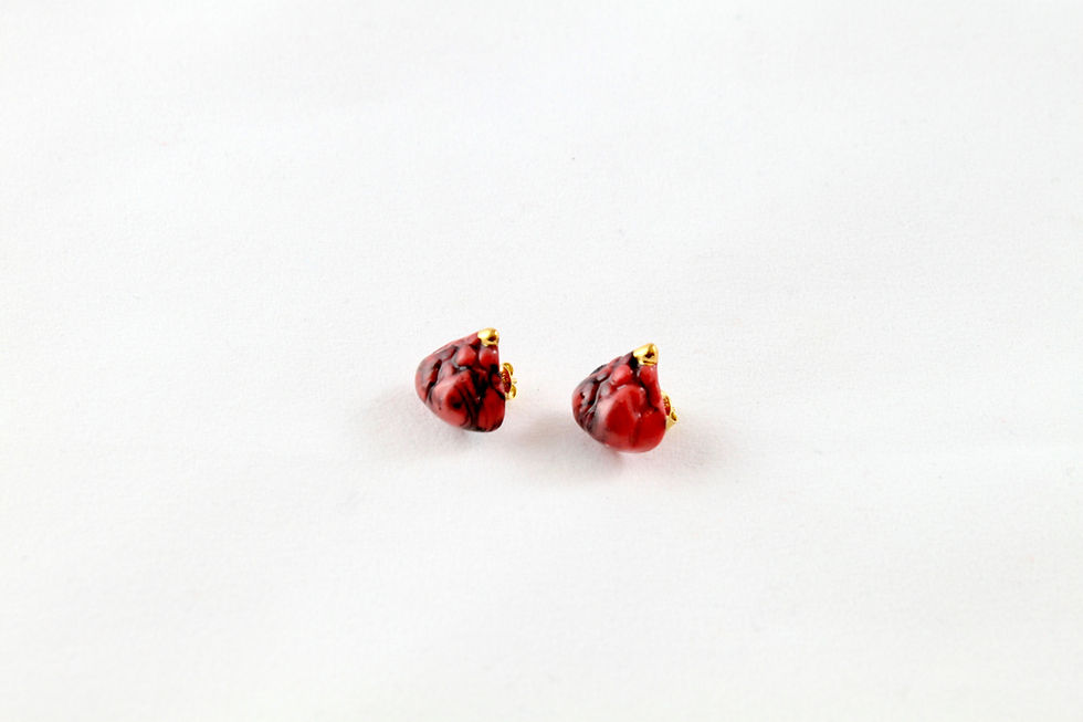 Thumbnail: Queens Gold, red gold marble earrings