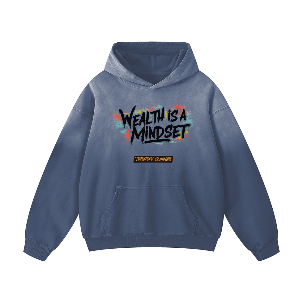 Wealth is a Minset Heavyweight Sunfade Oversized Hoodie