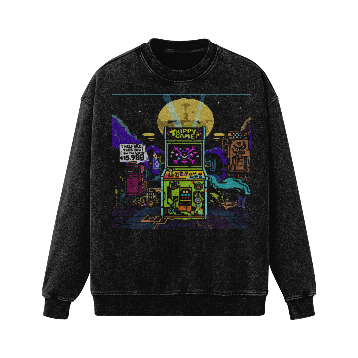 Trippy Game Unisex Super Heavyweight Oversized Faded Sweatshirt