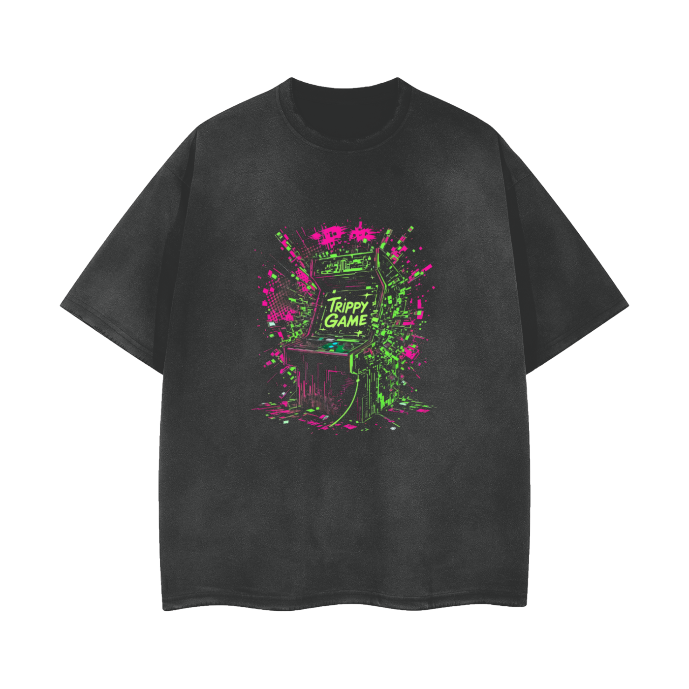 Trippy Arcade Vintage Wash Frayed T-Shirt