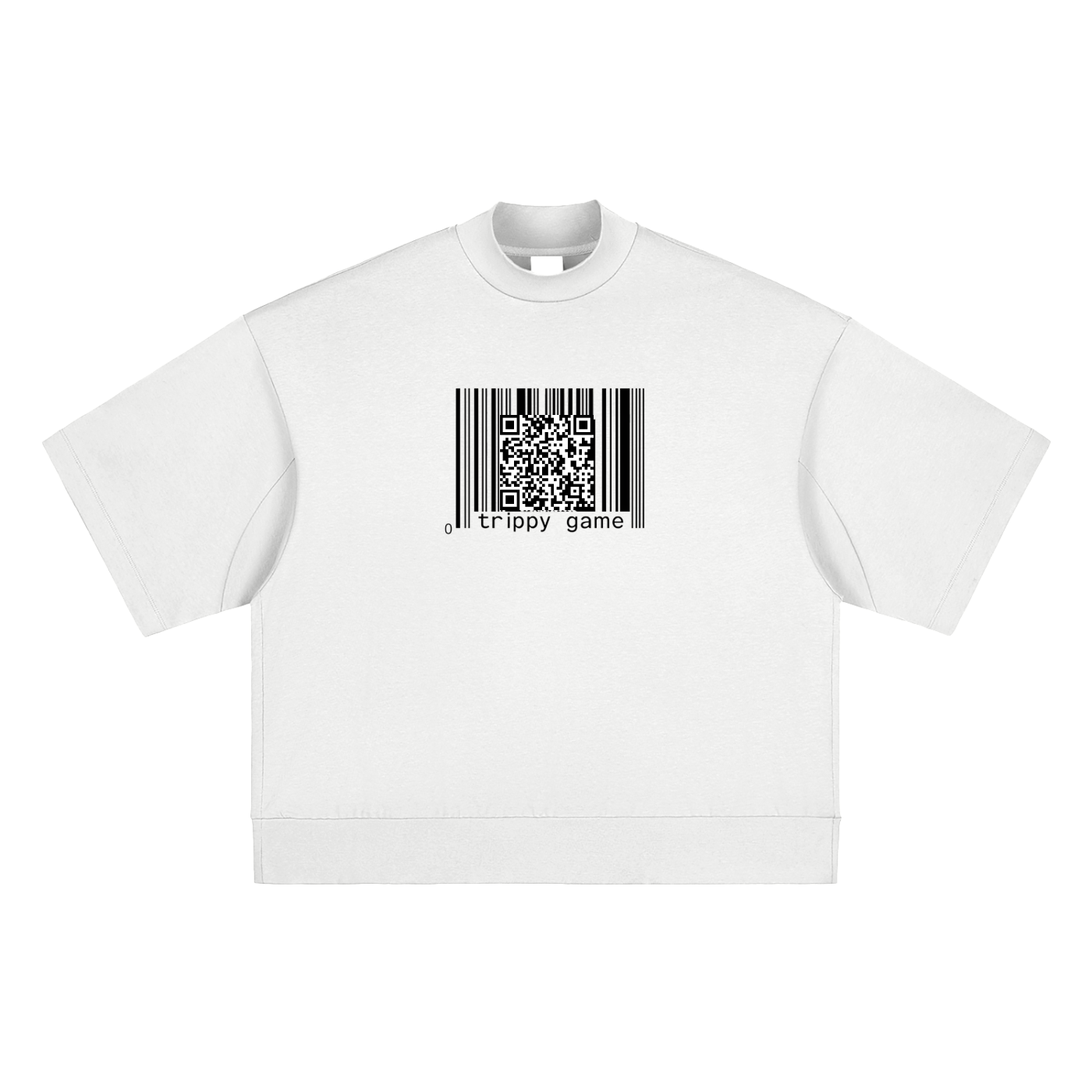 Trippy QR Code  Oversized Mock Neck T-shirt