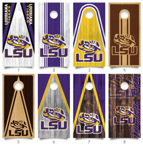LOUISIANA STATE UNIVERSITY (LSU) TIGERS CORNHOLE BOARDS / SET - ALL DESIGNS