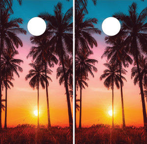 SUNSET BEACH CORNHOLE BOARDS / SET - DESIGN 2