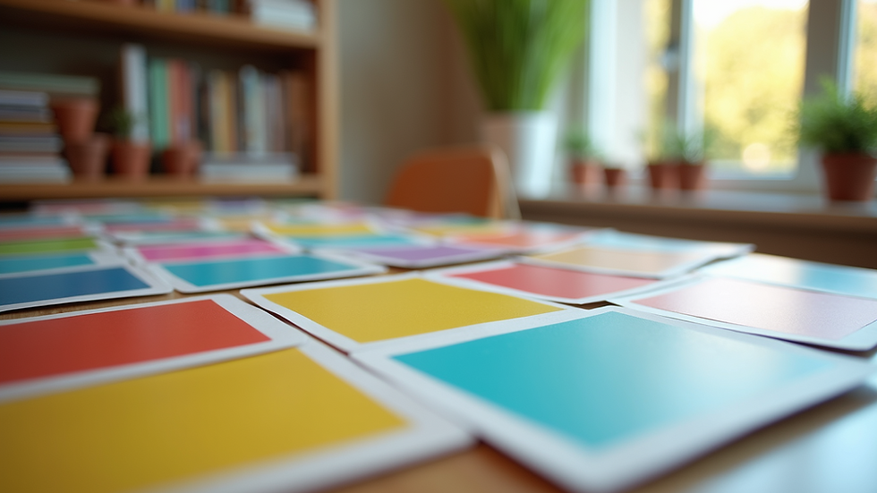 Close-up view of colorful photo booth props on a table