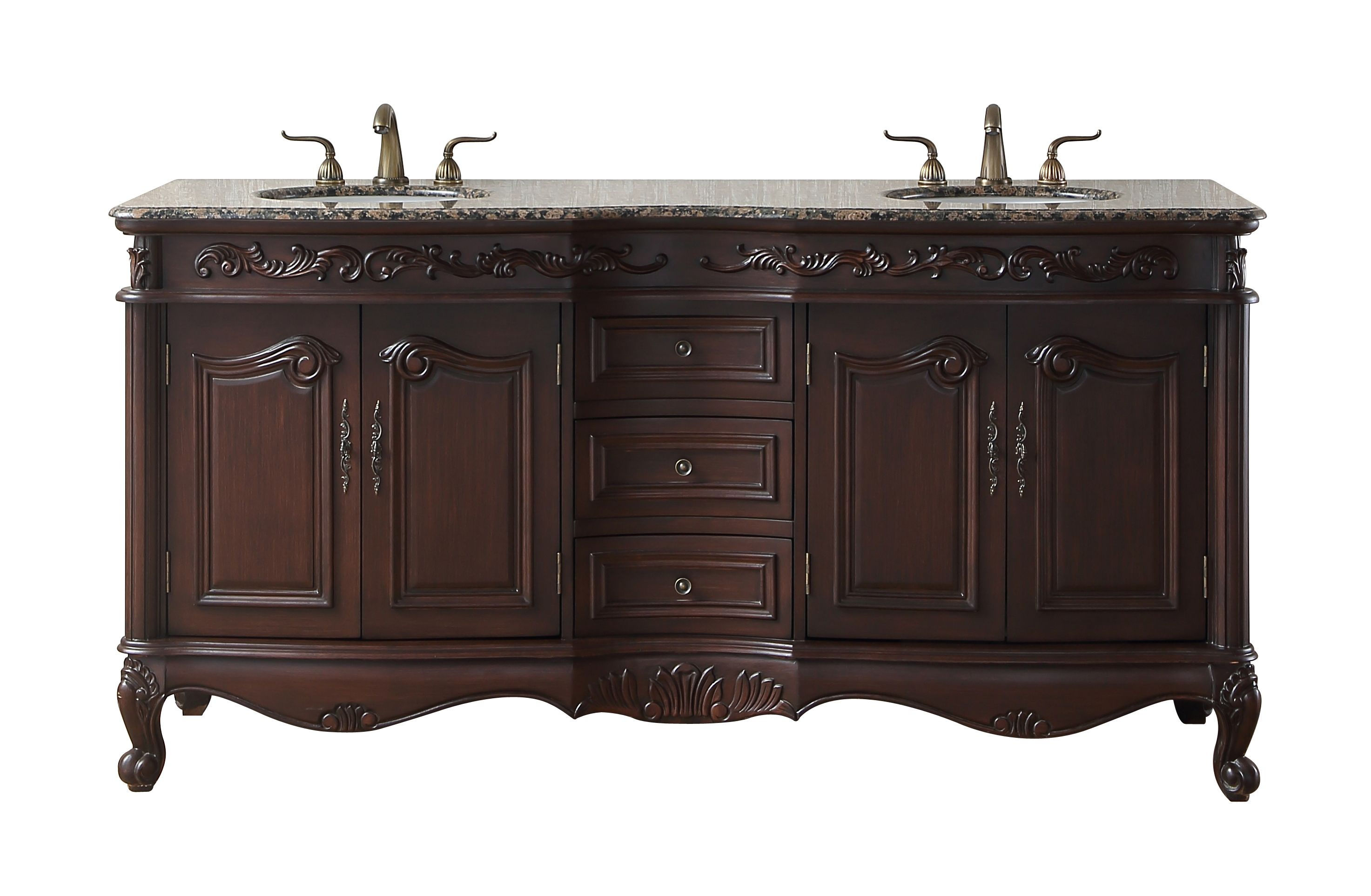 72" Saturn Double Sink Vanity with Baltic Brown Granite Top
