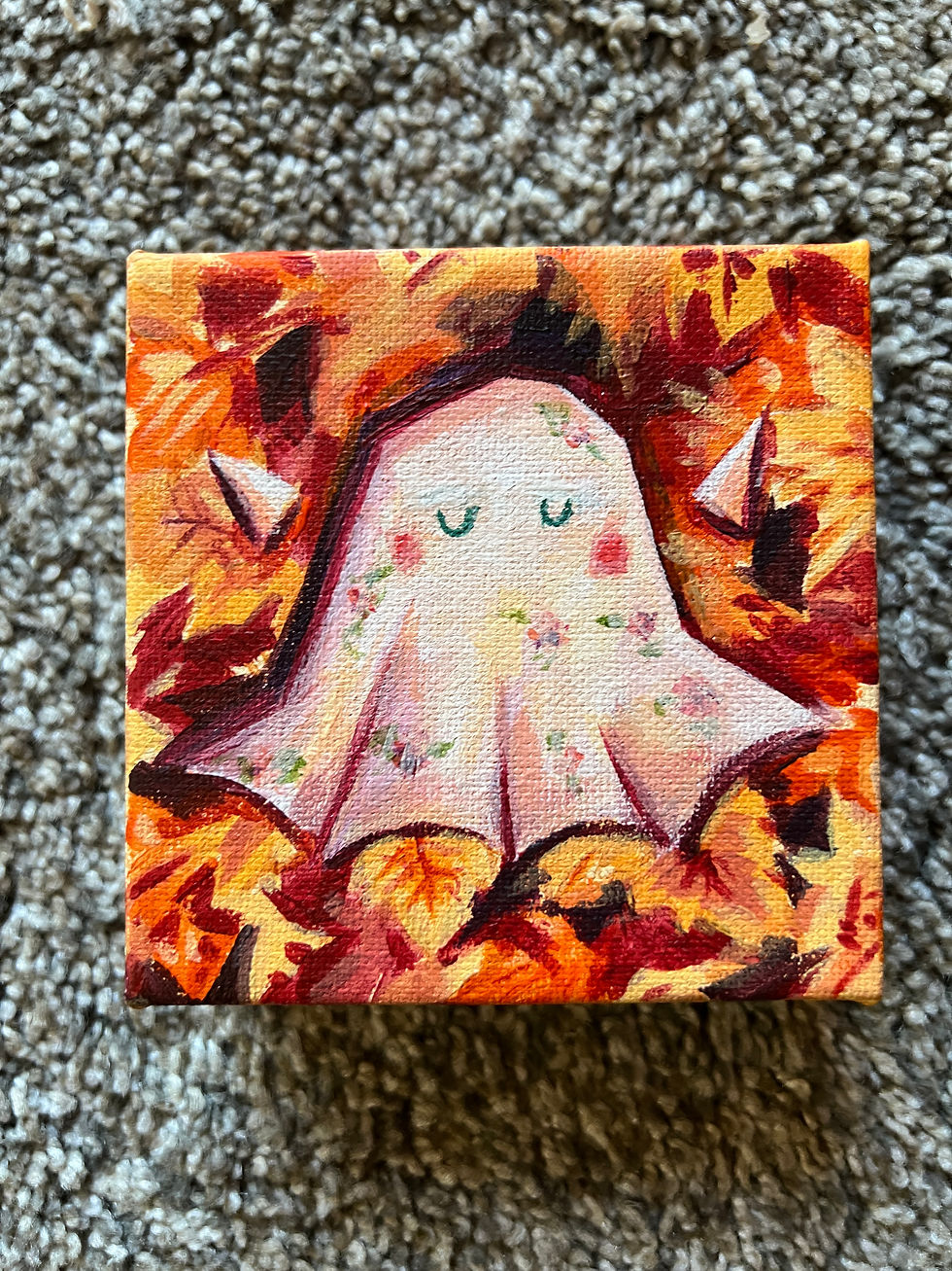 Thumbnail: Fallen in Leaves Ghost acrylic painting
