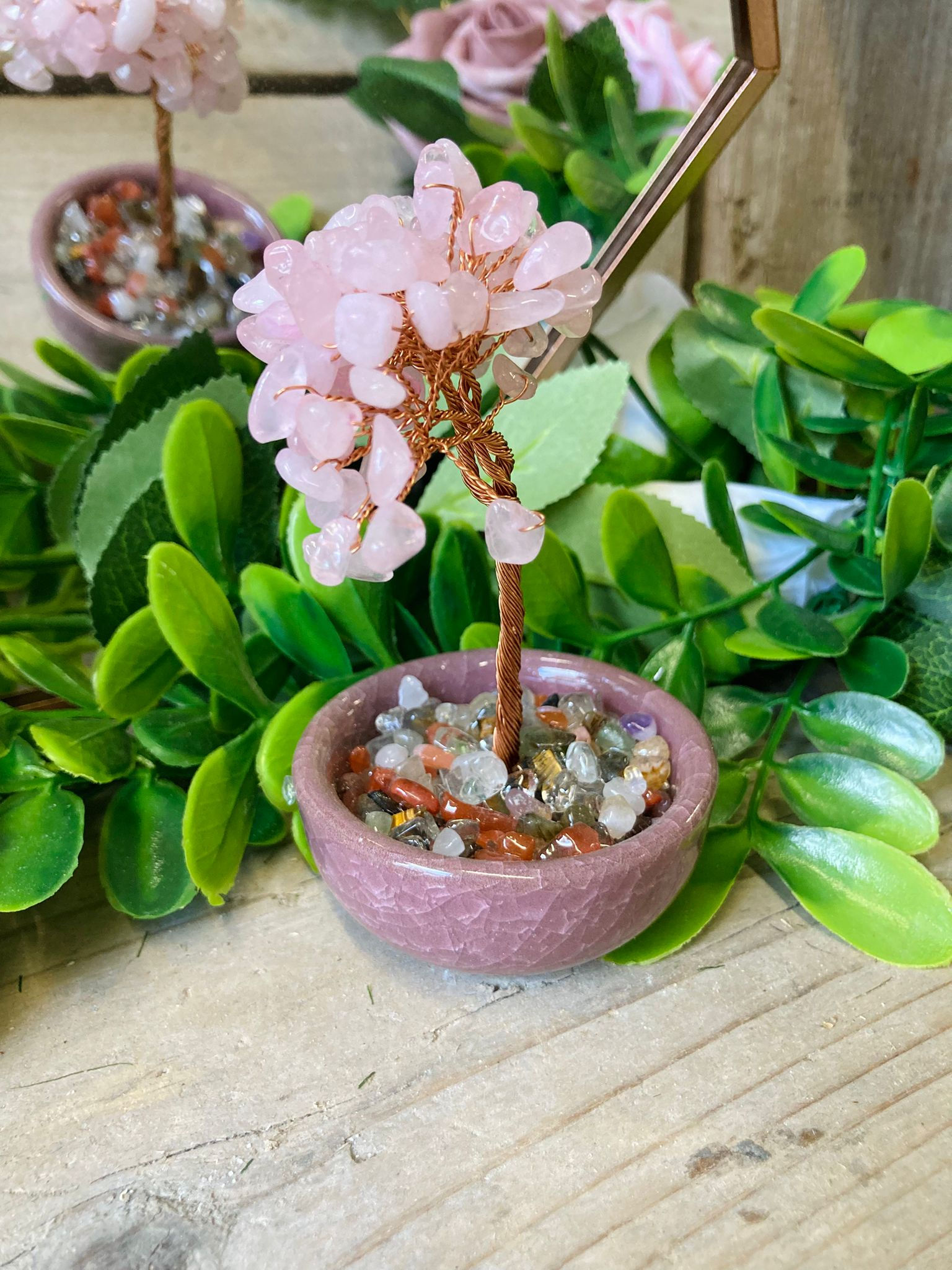Rose Quartz Gemstone Tree
