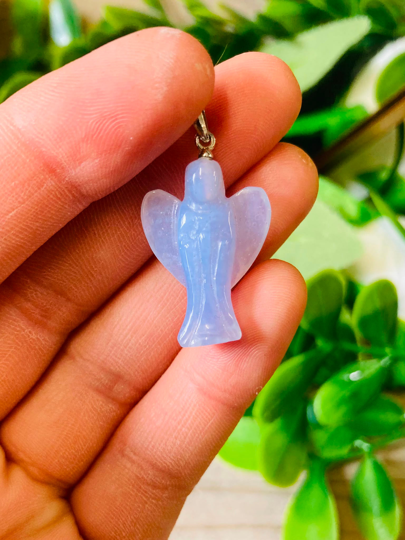 Blue Lace Agate Angel Pendant
