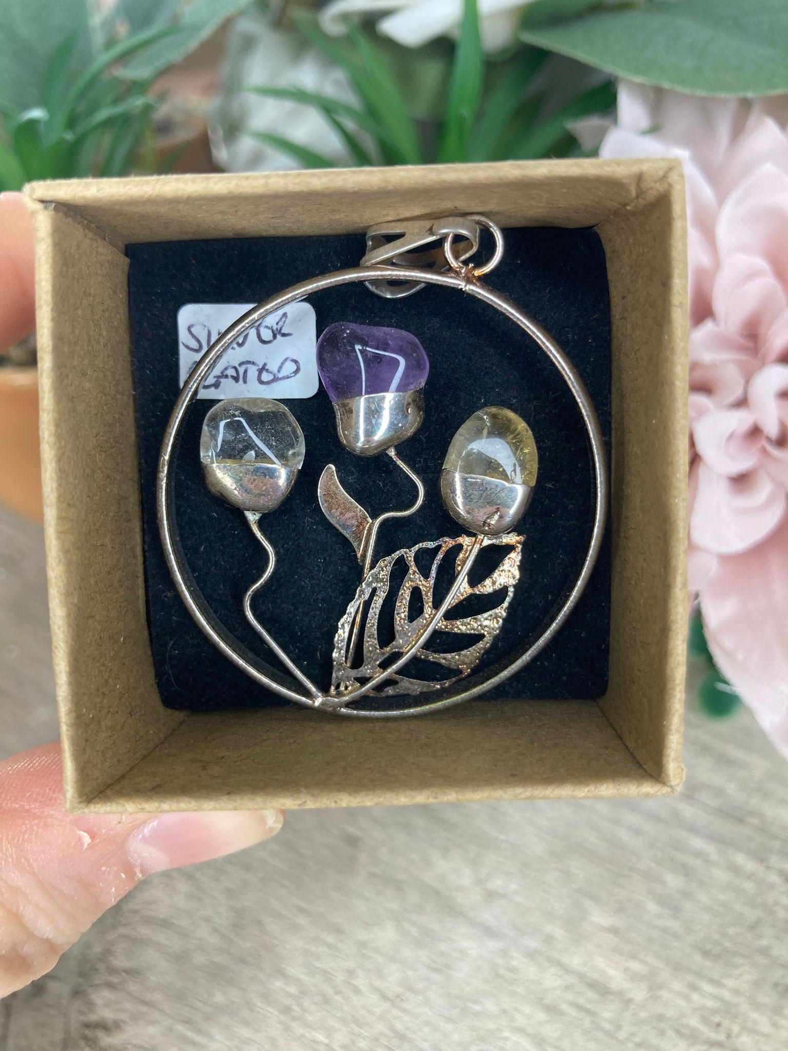 Citrine and Amethyst Pendant