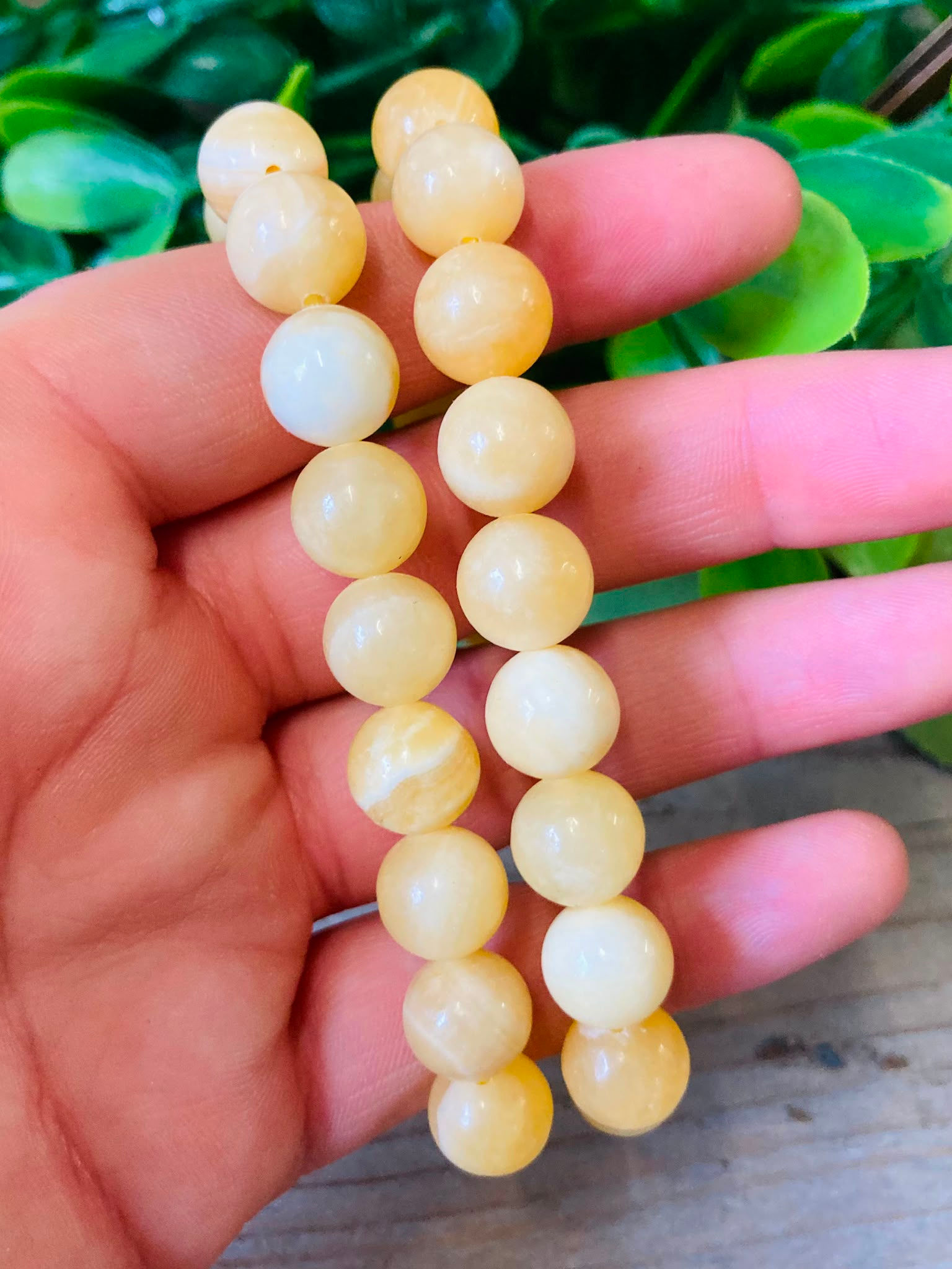 Orange Calcite Large Bead Bracelet
