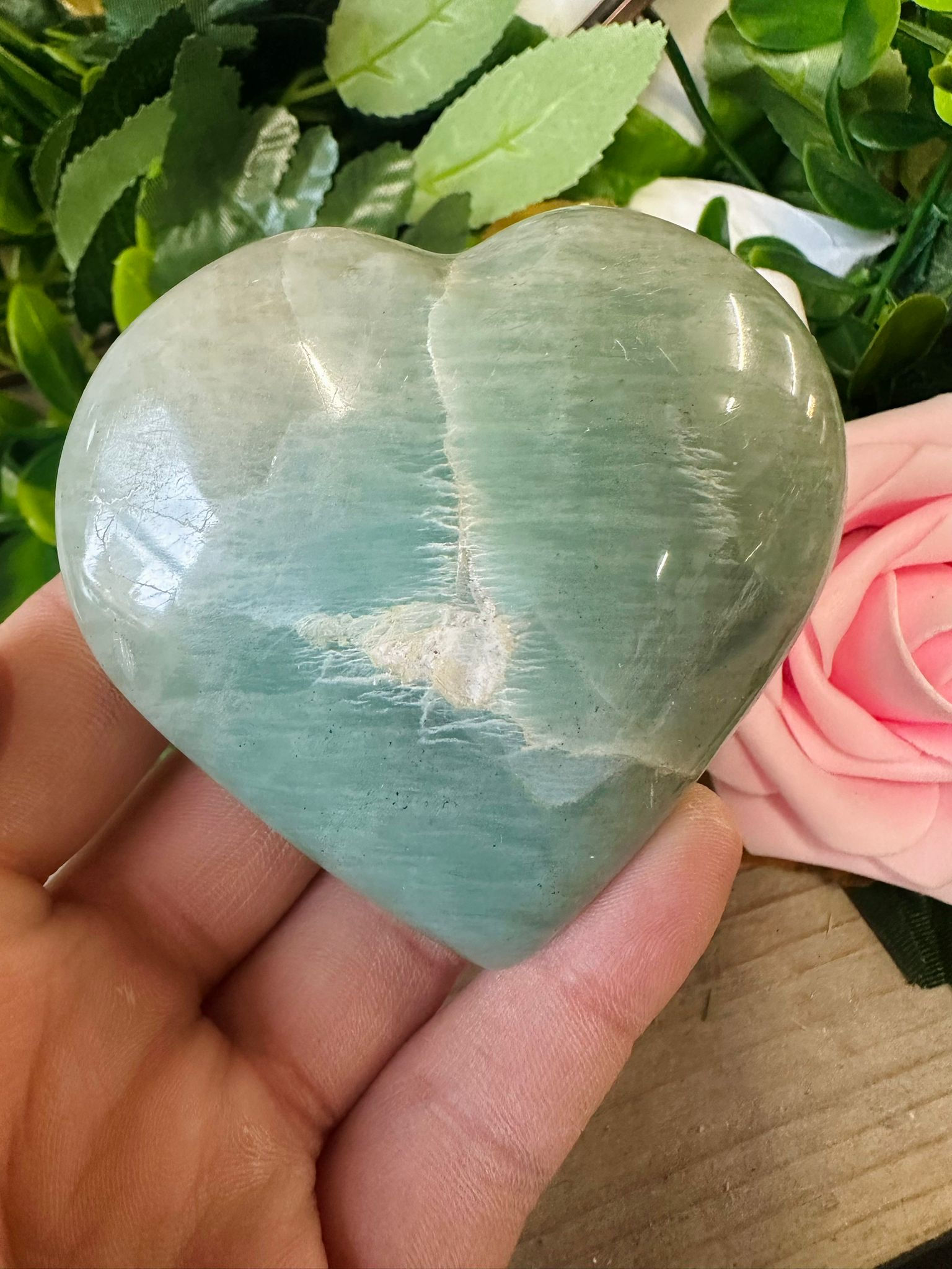Green Moonstone Heart