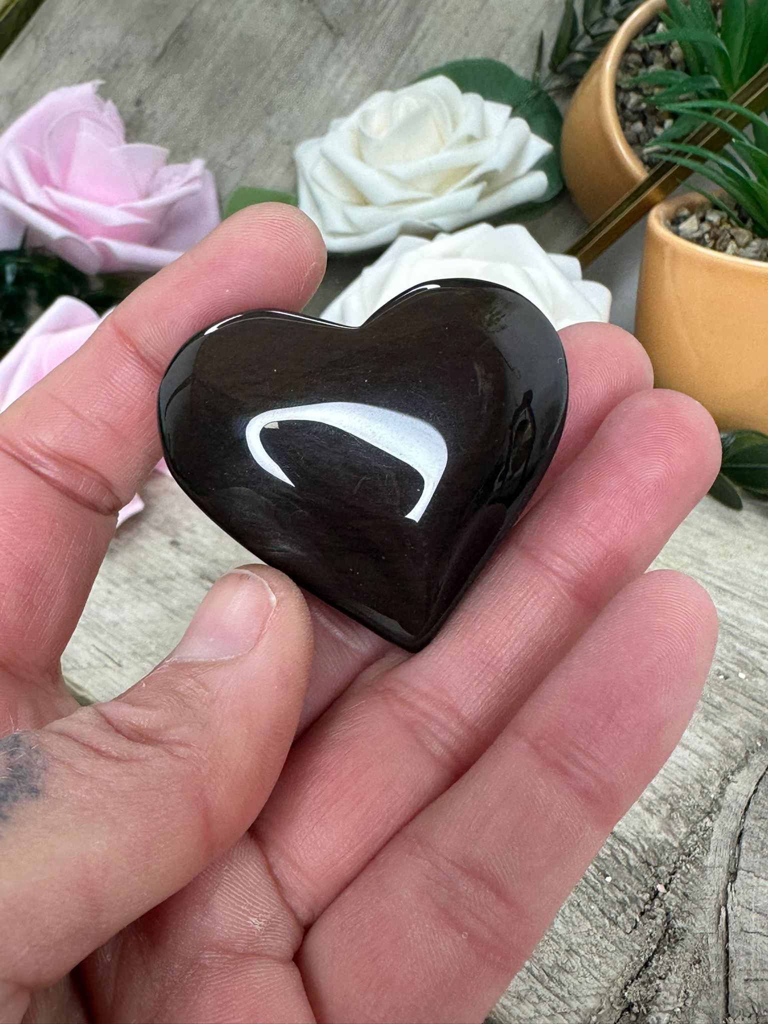 Rainbow Obsidian Heart