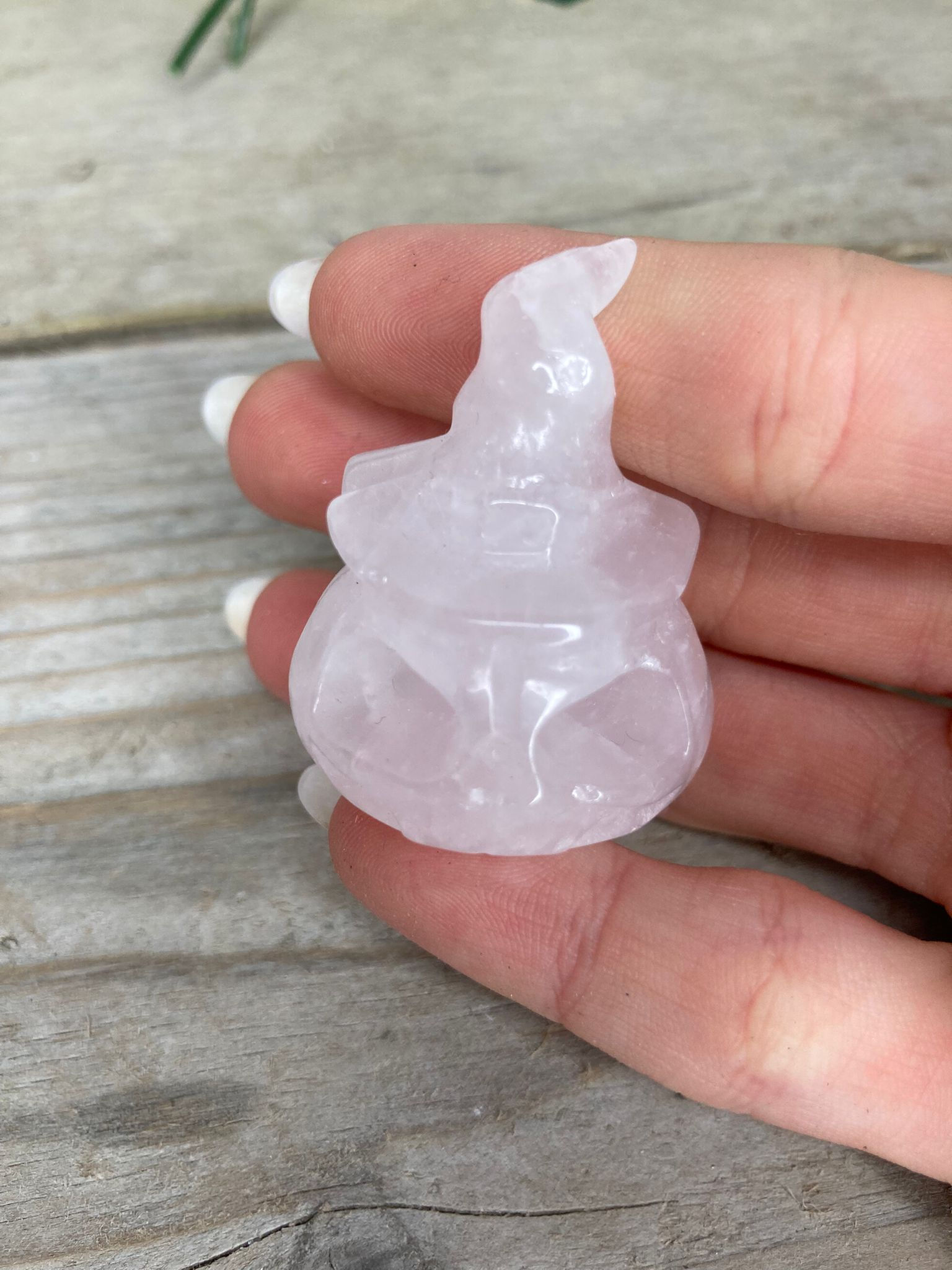 Rose Quartz Pumpkin with Witch Hat