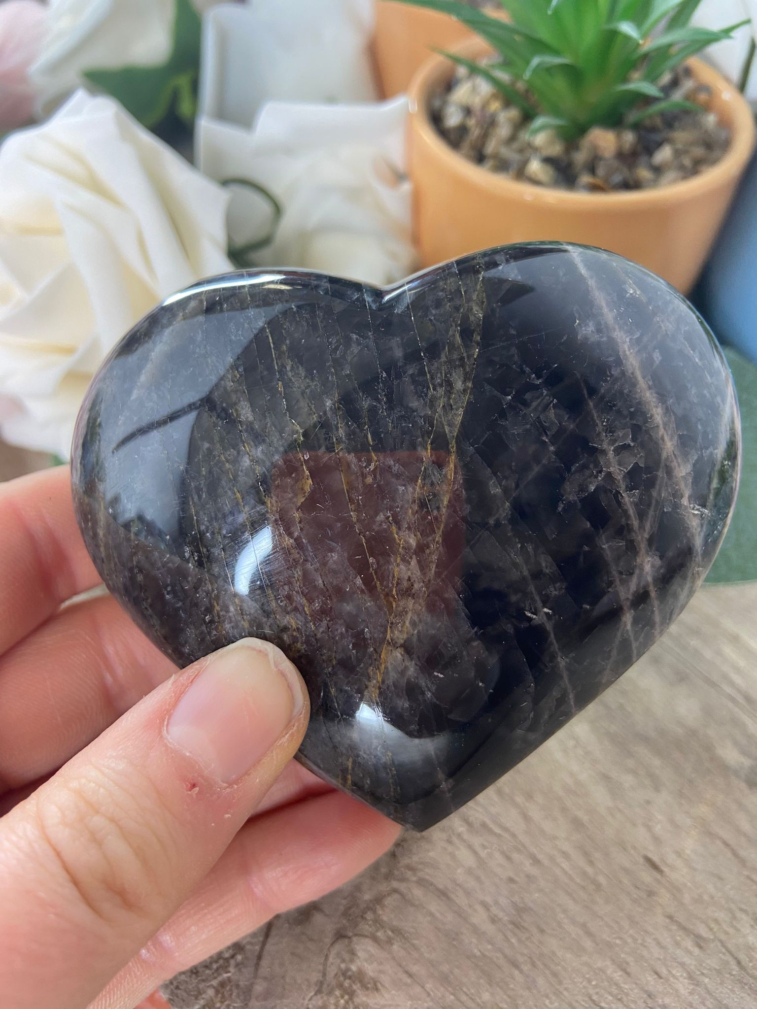 Black Moonstone Heart