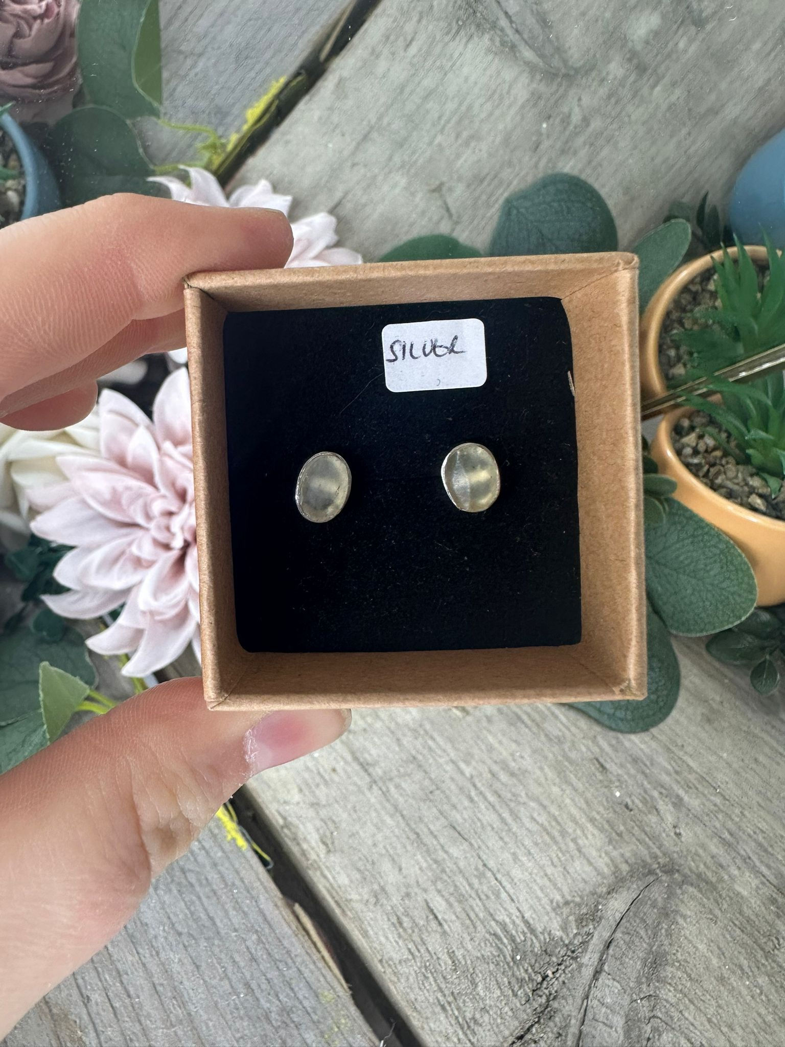Libyan Desert Glass Stud Earrings