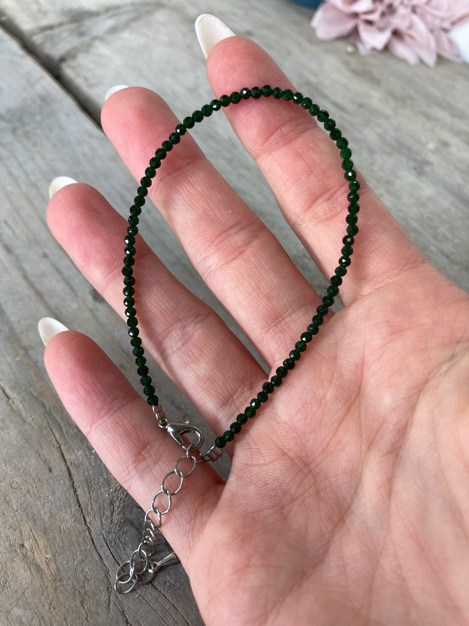 Green Goldstone Faceted Bracelet