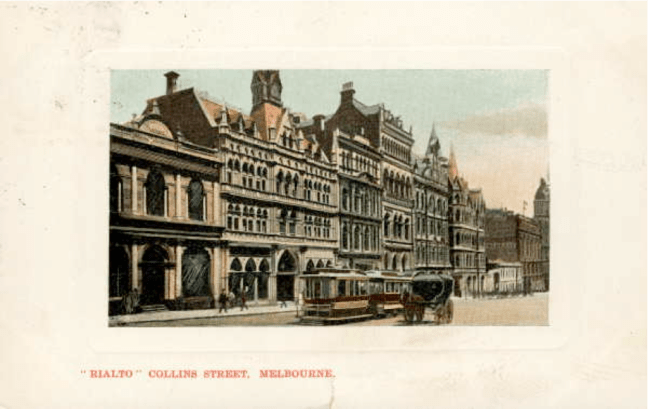 Postcard of "Rialto", Collins Street, Melbourne, 1907 (State Library of Victoria(