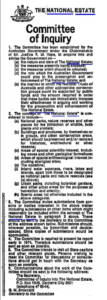 The National Estate inquiry newspaper advertisement for submissions (June – July 1973, appeared in all national, metropolitan and many regional newspapers)