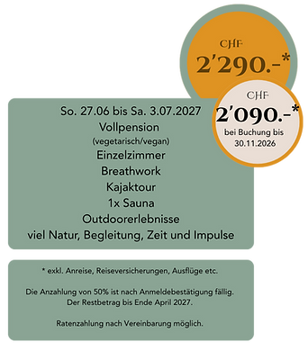 Bild mit Preis, Inklusivleistungen und Zahlungsbedingungen