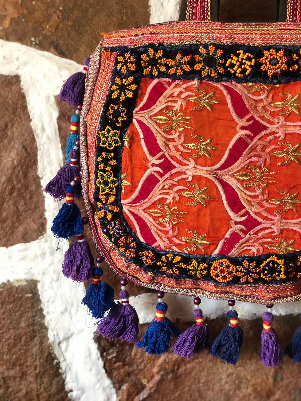 Thumbnail: Kotsa Indian Handmade Tote Banjara Shoulder Sling Casual Sling Gypsy Bag