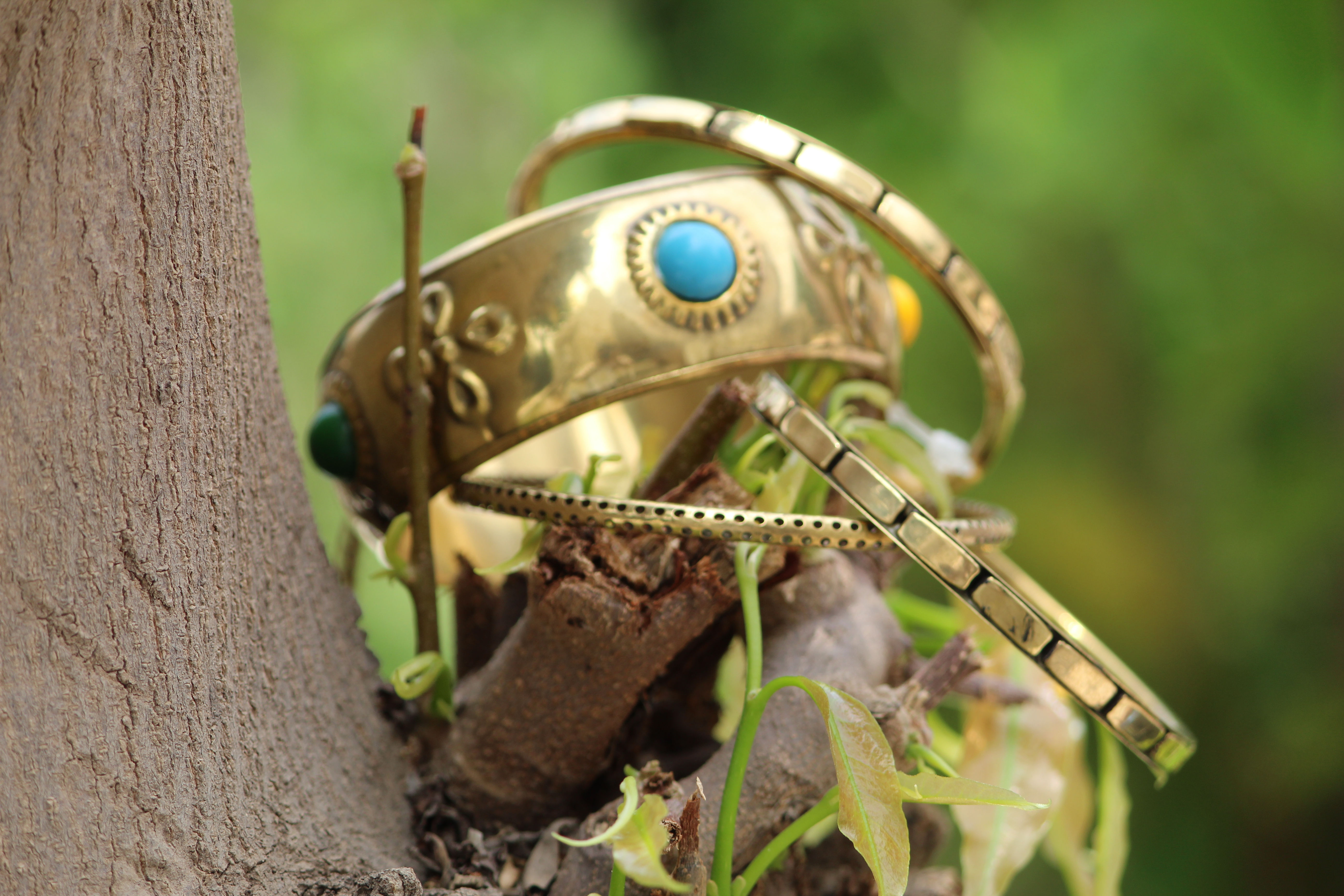 Kotsa Handmade bangle with gem stones brass unique design with bangle party wear