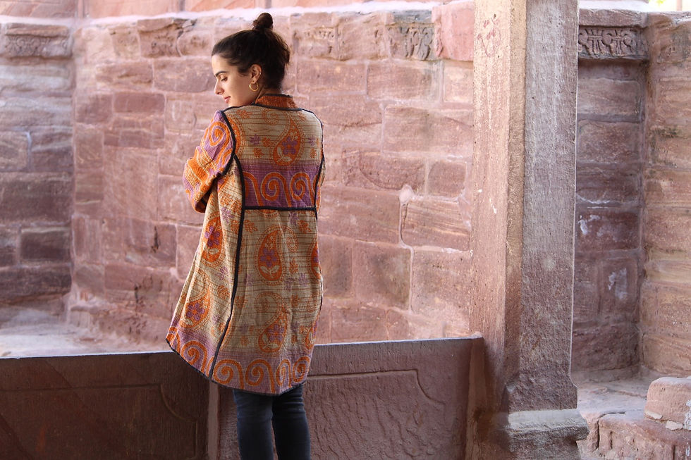 Thumbnail: Kotsa Reversible kantha Jacket | Unisex Jacket | Banjara Jacket | Jacket KVJ13