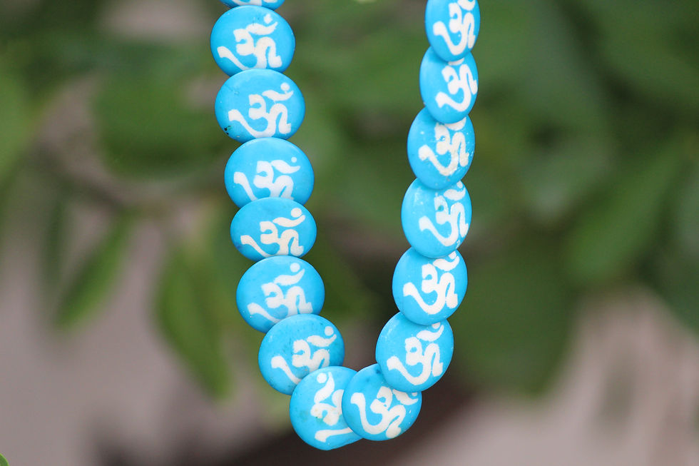 Kotsa Blue original Old Collectible Necklace Ancient Carved Beads Necklace