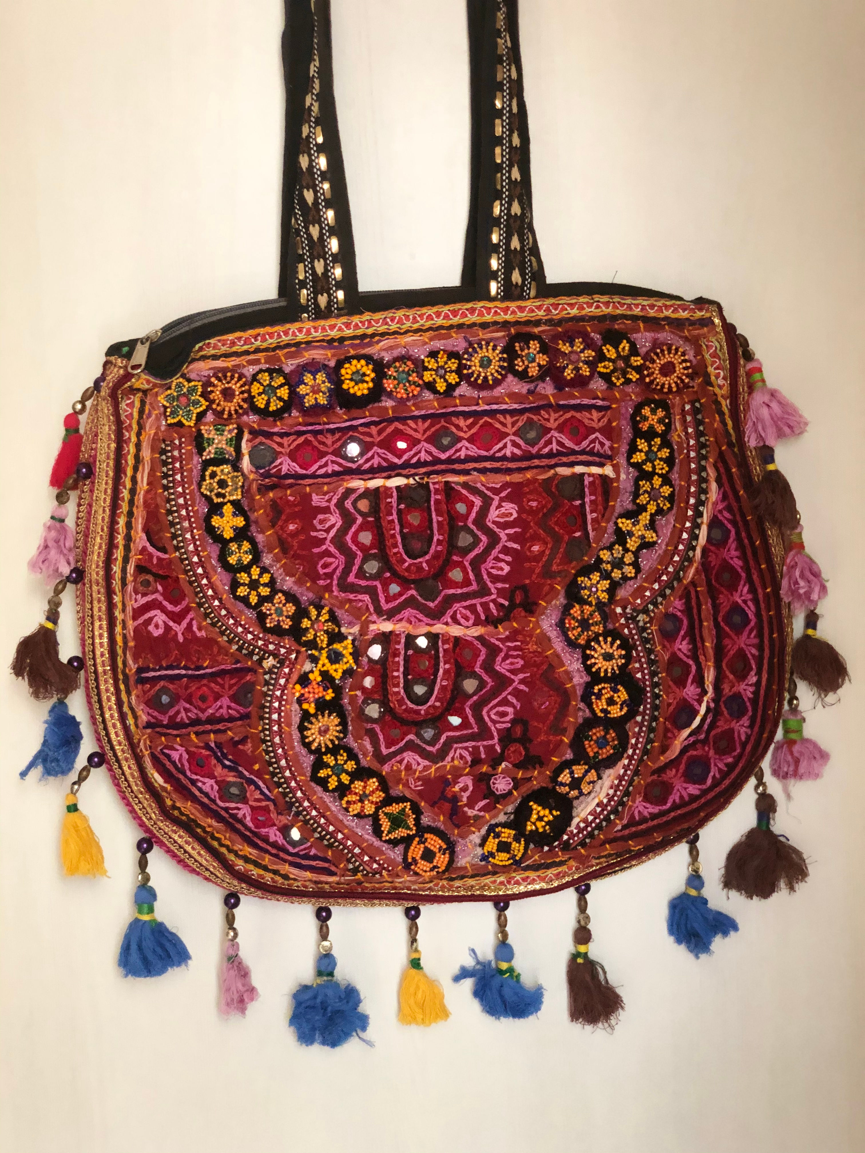 Kotsa Indian Handmade Tote Banjara Shoulder Sling Casual Sling Gypsy Bag