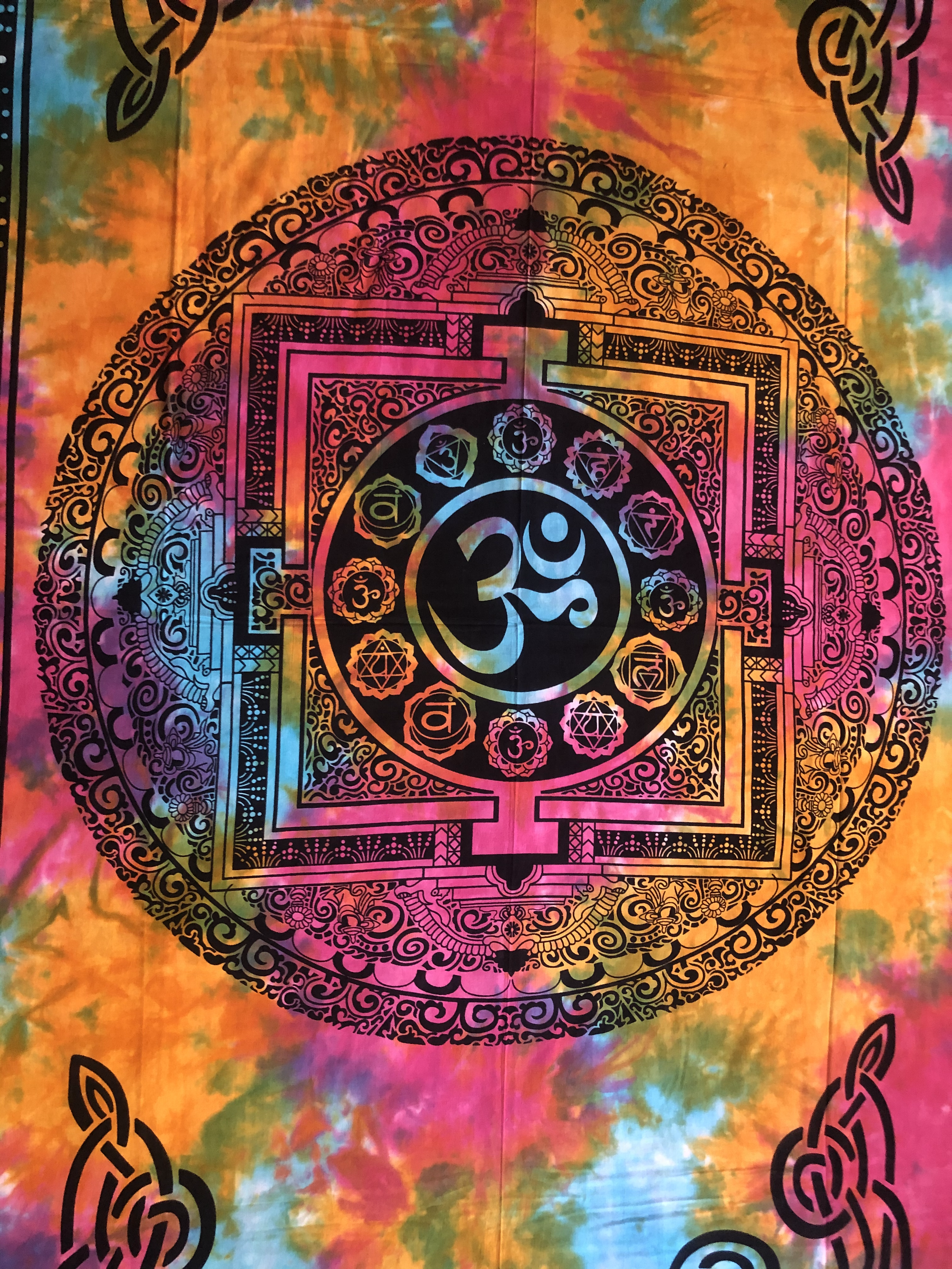 Kotsa Cotton Single Mandala Bedsheets | Om Chakra Design | Handmade | B07