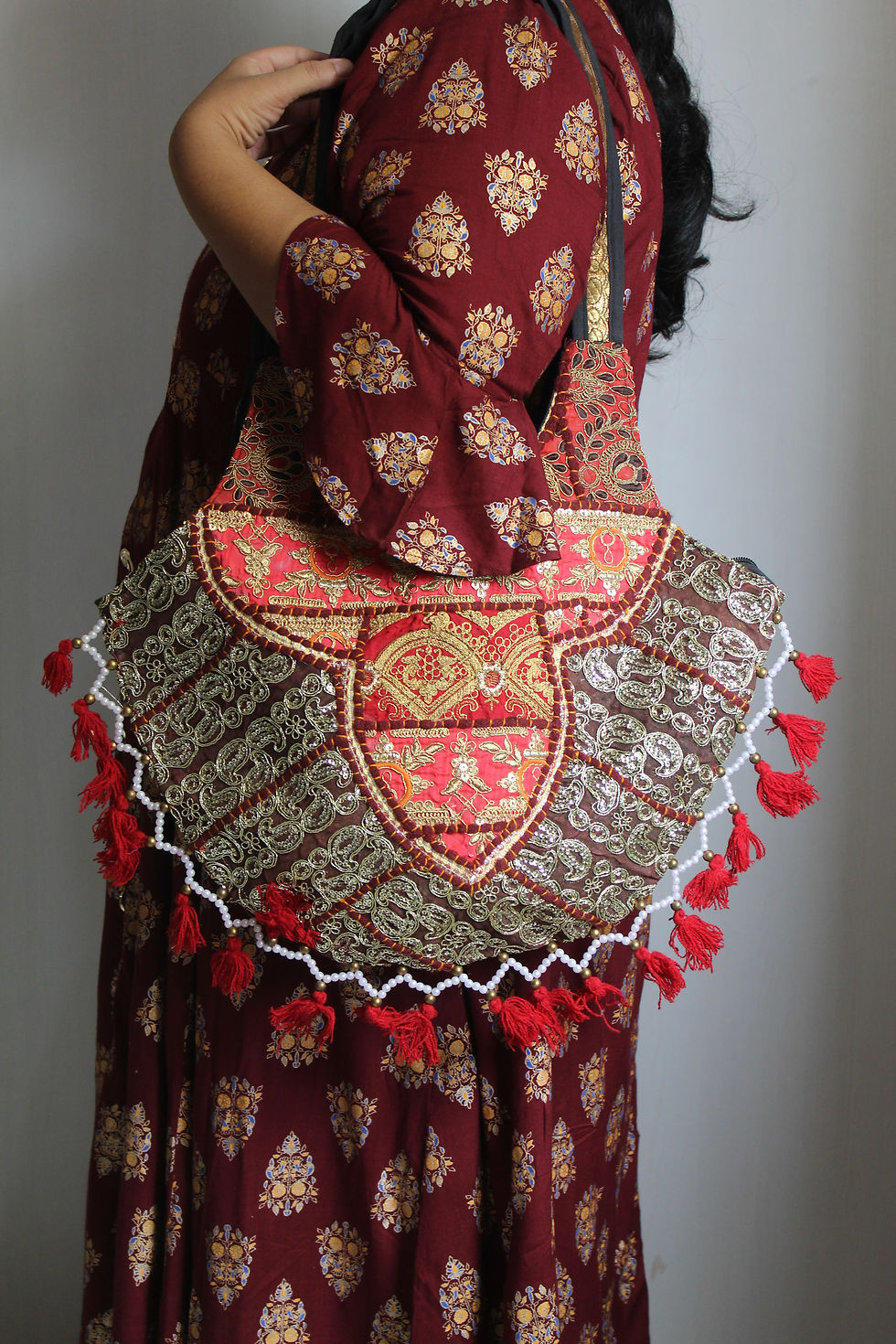 Thumbnail: Kotsa Indian Handmade Tote Banjara Shoulder Sling Casual Sling G