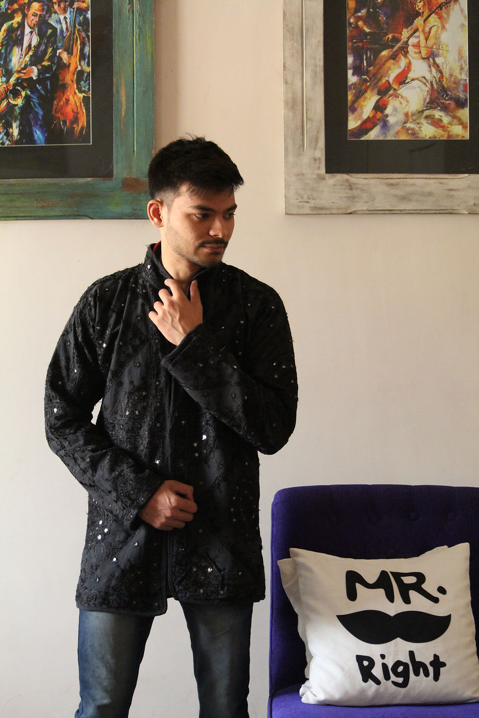 Thumbnail: Kotsa embroidery  kantha Jacket | Unisex Jacket | Gypsy Jacket | KVJ07B
