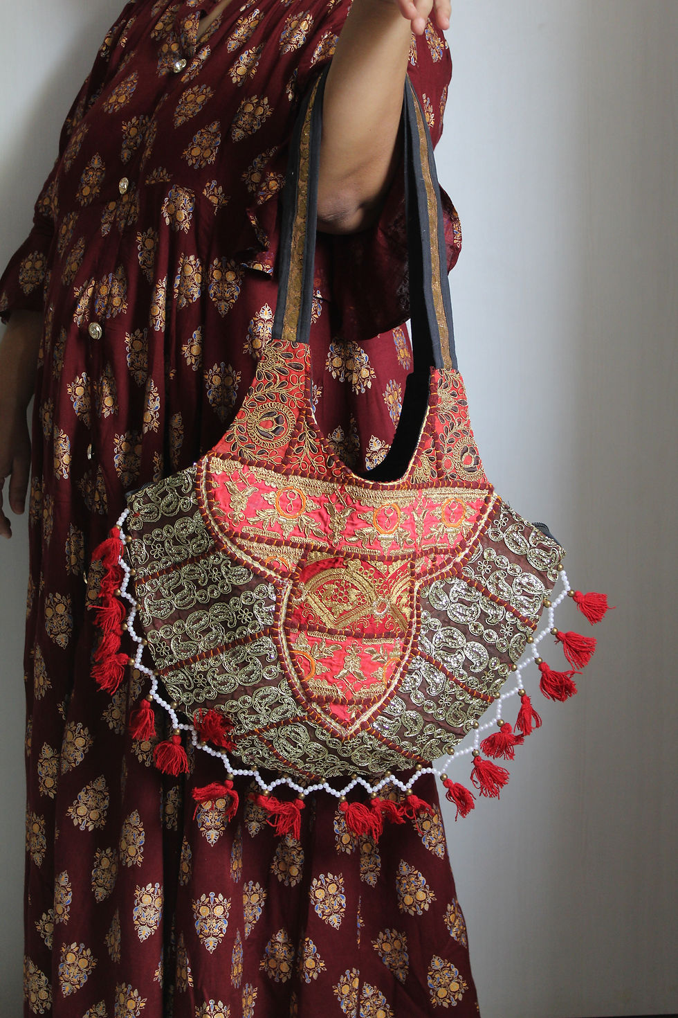 Thumbnail: Kotsa Indian Handmade Tote Banjara Shoulder Sling Casual Sling G