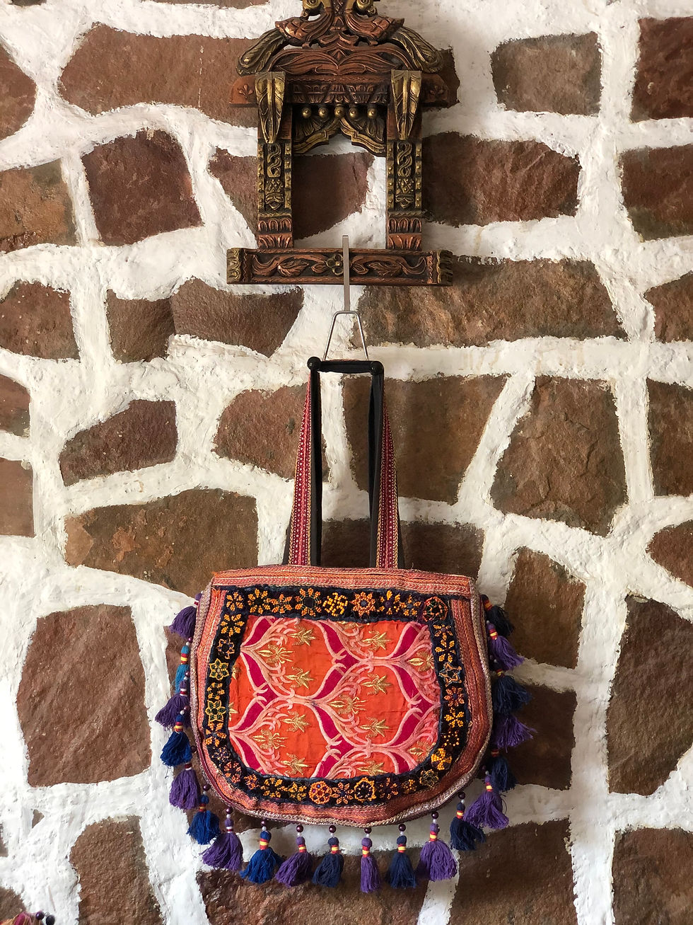 Thumbnail: Kotsa Indian Handmade Tote Banjara Shoulder Sling Casual Sling Gypsy Bag