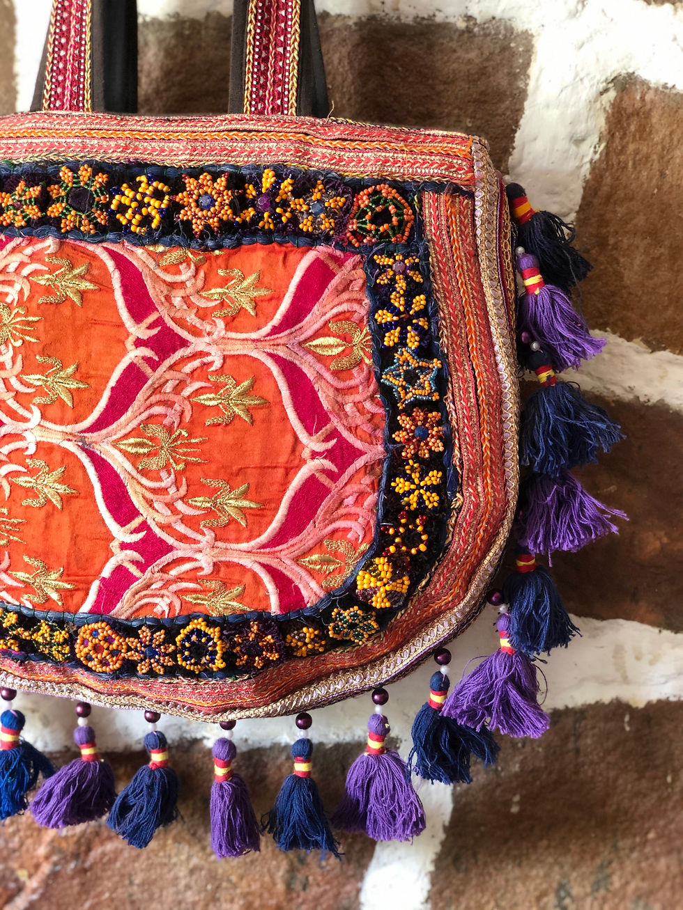 Thumbnail: Kotsa Indian Handmade Tote Banjara Shoulder Sling Casual Sling Gypsy Bag