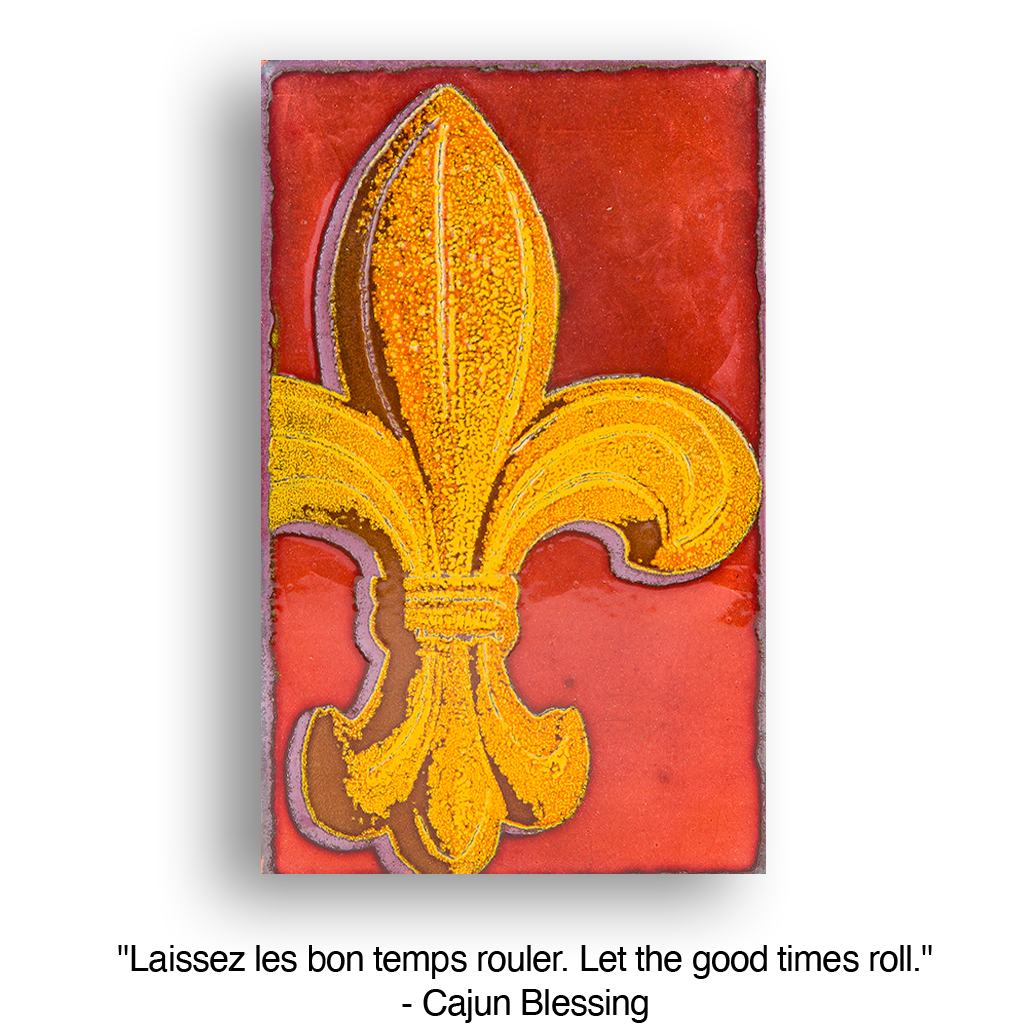 Golden fleur-de-lis on a red background 195 - Incomparable decorative symbol art.