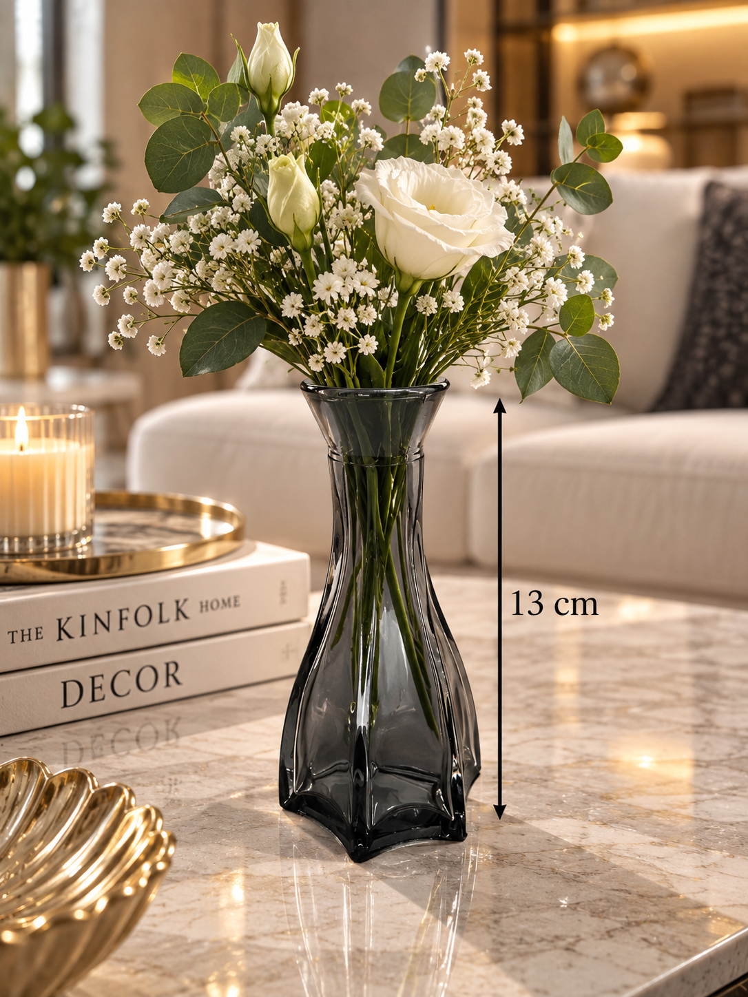 Dekoratif Kalın Cam Vazo No. 2 – Füme, 13 cm