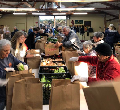 Volunteers at a food drive