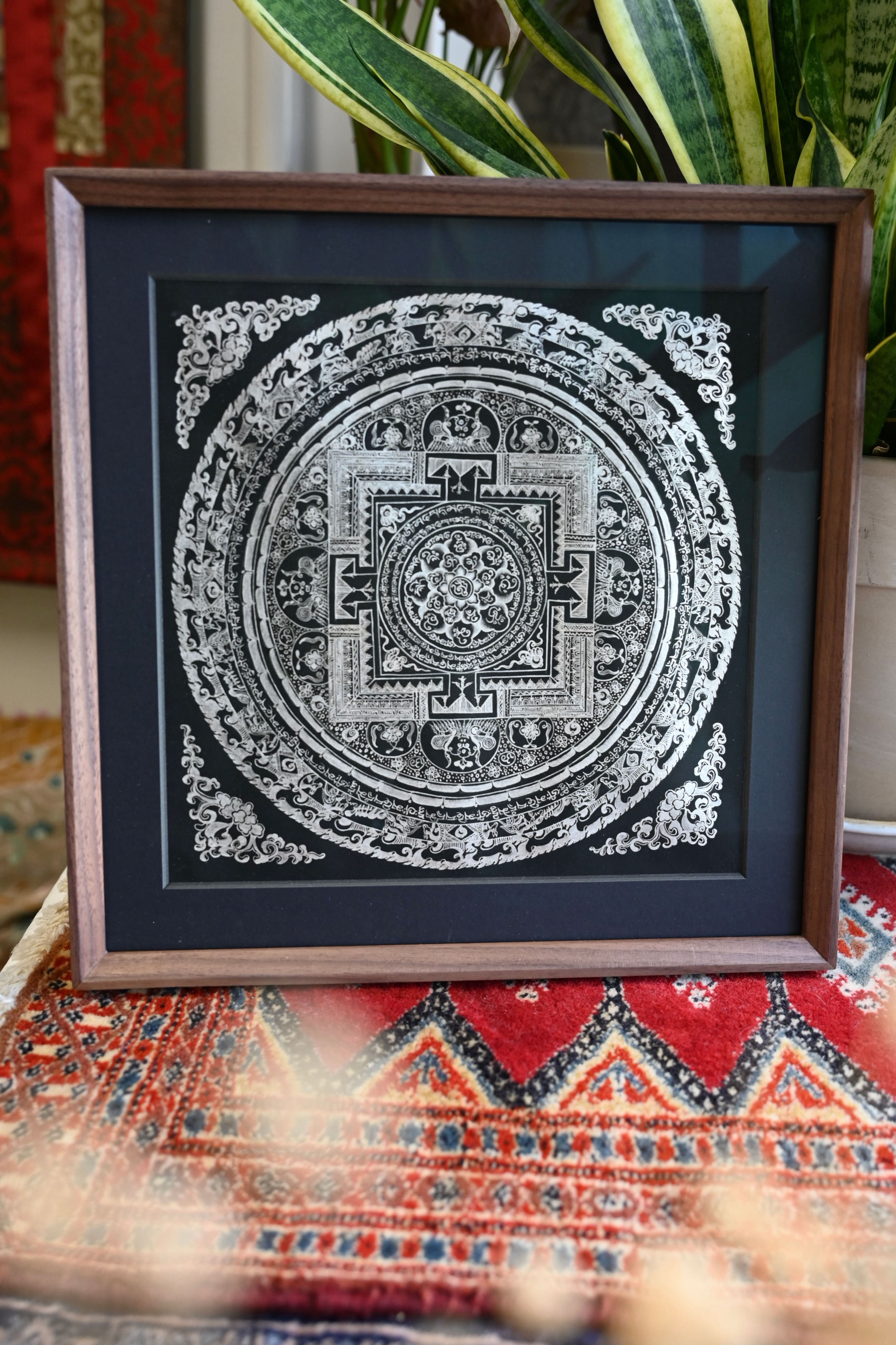 純銀六字大明咒唐卡 Silver Om Mani Padme Hum Thangka