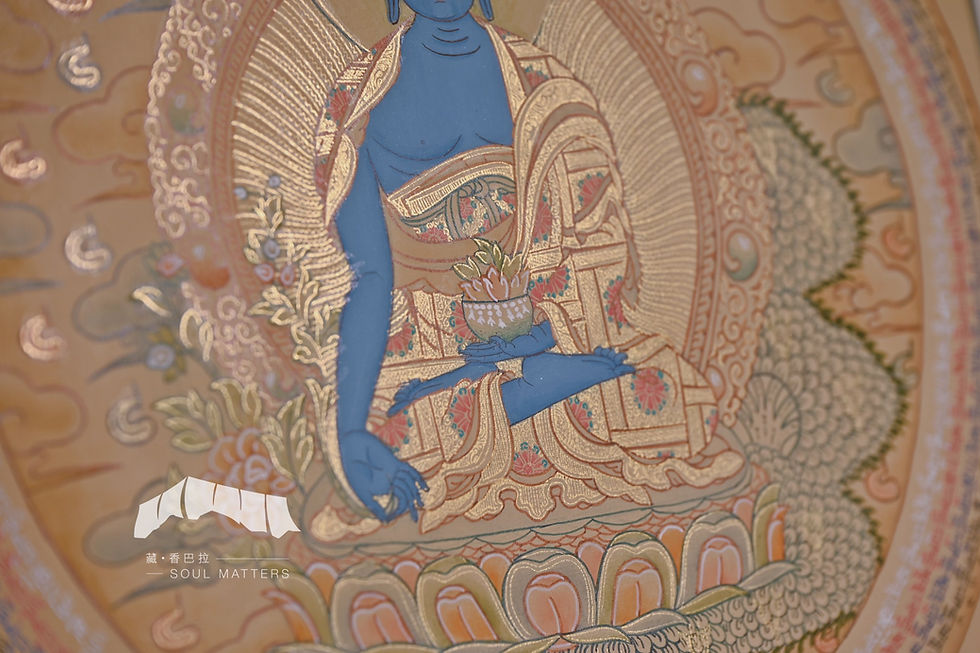 Thumbnail: 24K金 藥師佛心咒唐卡 24K Gold Medicine Buddha Mantra Thangka