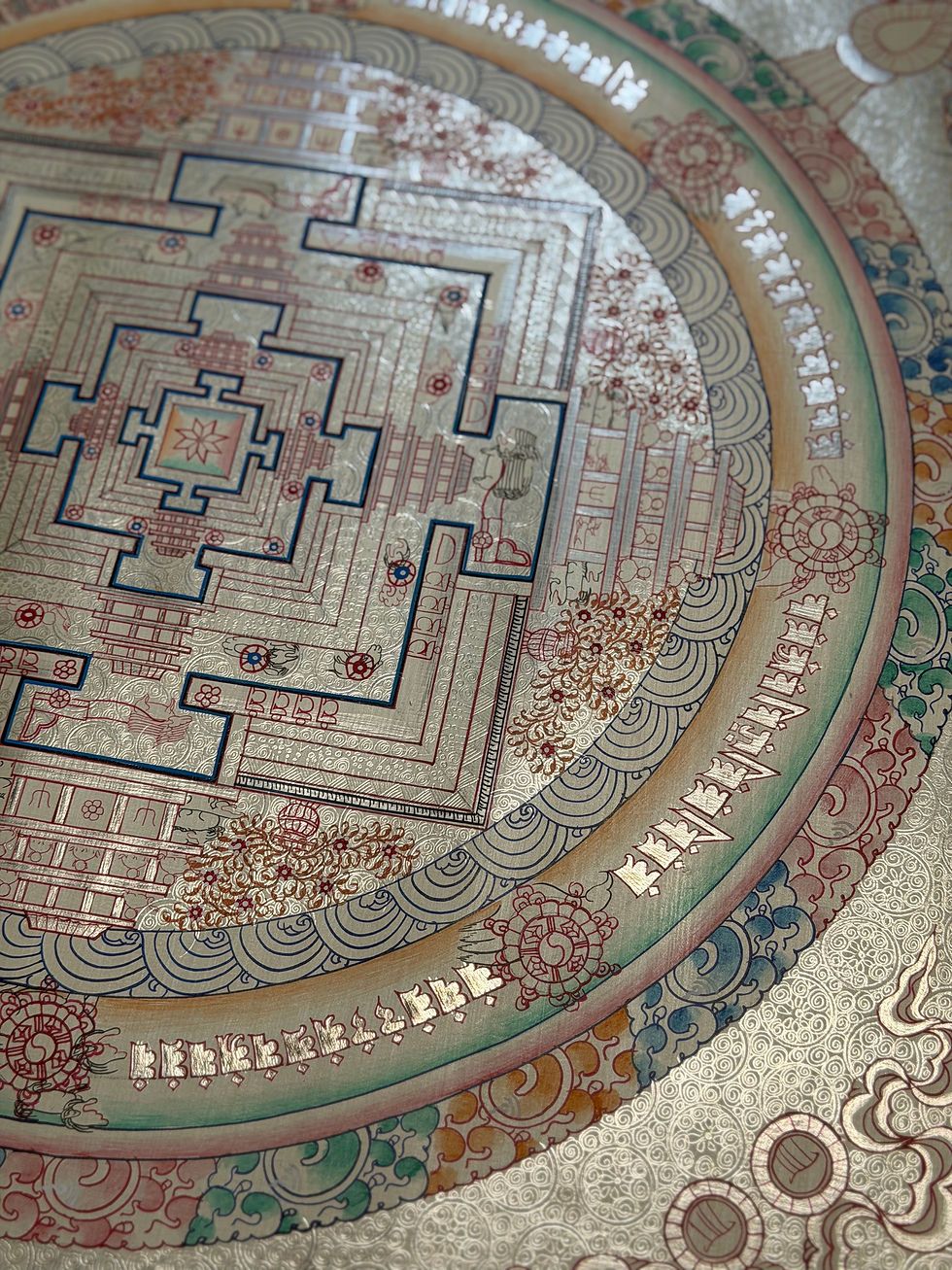 Thumbnail: 純銀時輪金剛壇城唐卡 Silver Kālacakra Mandala Thangka