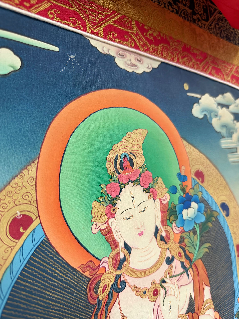 Thumbnail: 24K金 白度母唐卡 24K gold White Tara Thangka 